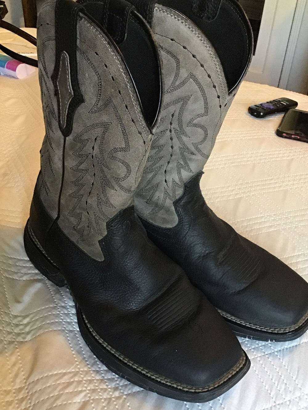 Men's Two-Tone Black and Gray Cody James Work Boots